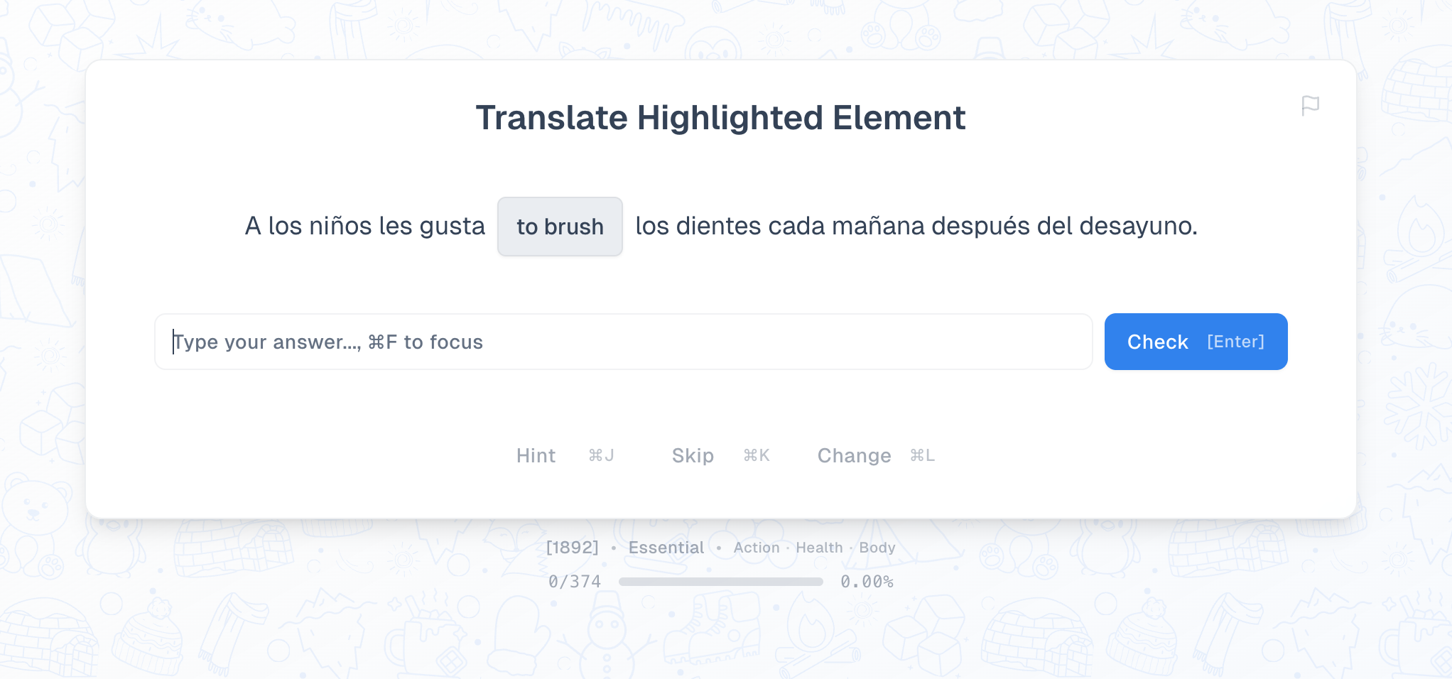 LanguageEverest practice element